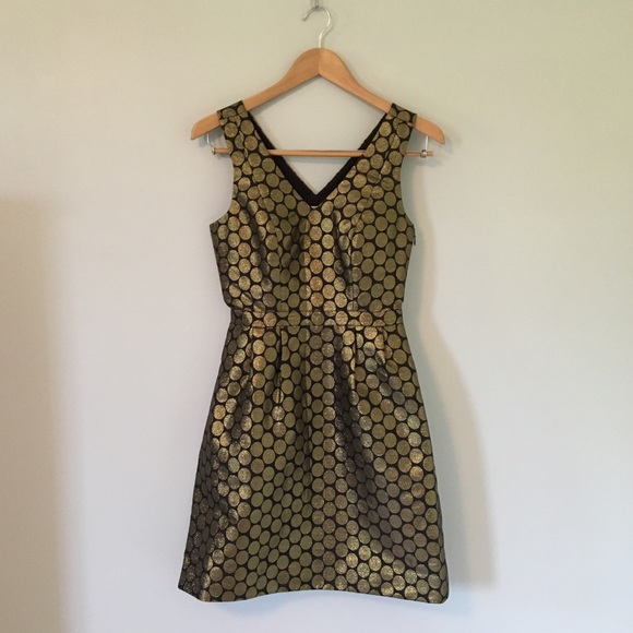 J. Crew Factory Dresses & Skirts - Gold Dot Jacquard Dress J. Crew Factory Dresses & Skirts - Gold Dot Jacquard Dress
